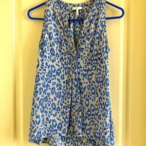 Joie blue leopard print sleeveless blouse